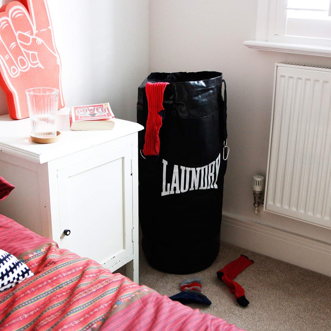 SUCK UK - WÄSCHEKORB | PUNCHING BAG| WASCHBEHÄLTER | GESCHENK | WÄSCHESACK| BOXSACK Schwarz, Schwarz