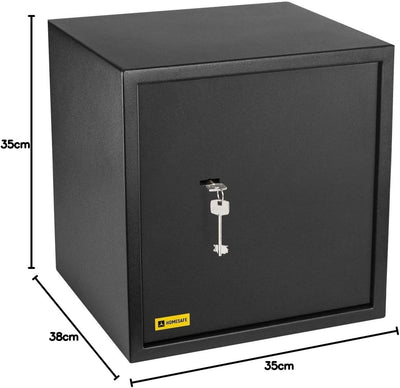 Homesafe HV38K Tresor Safe mit Schlüssel-Schloss, 38x35x35cm (HxWxD), Carbon Satin Schwarz, 38x35x35