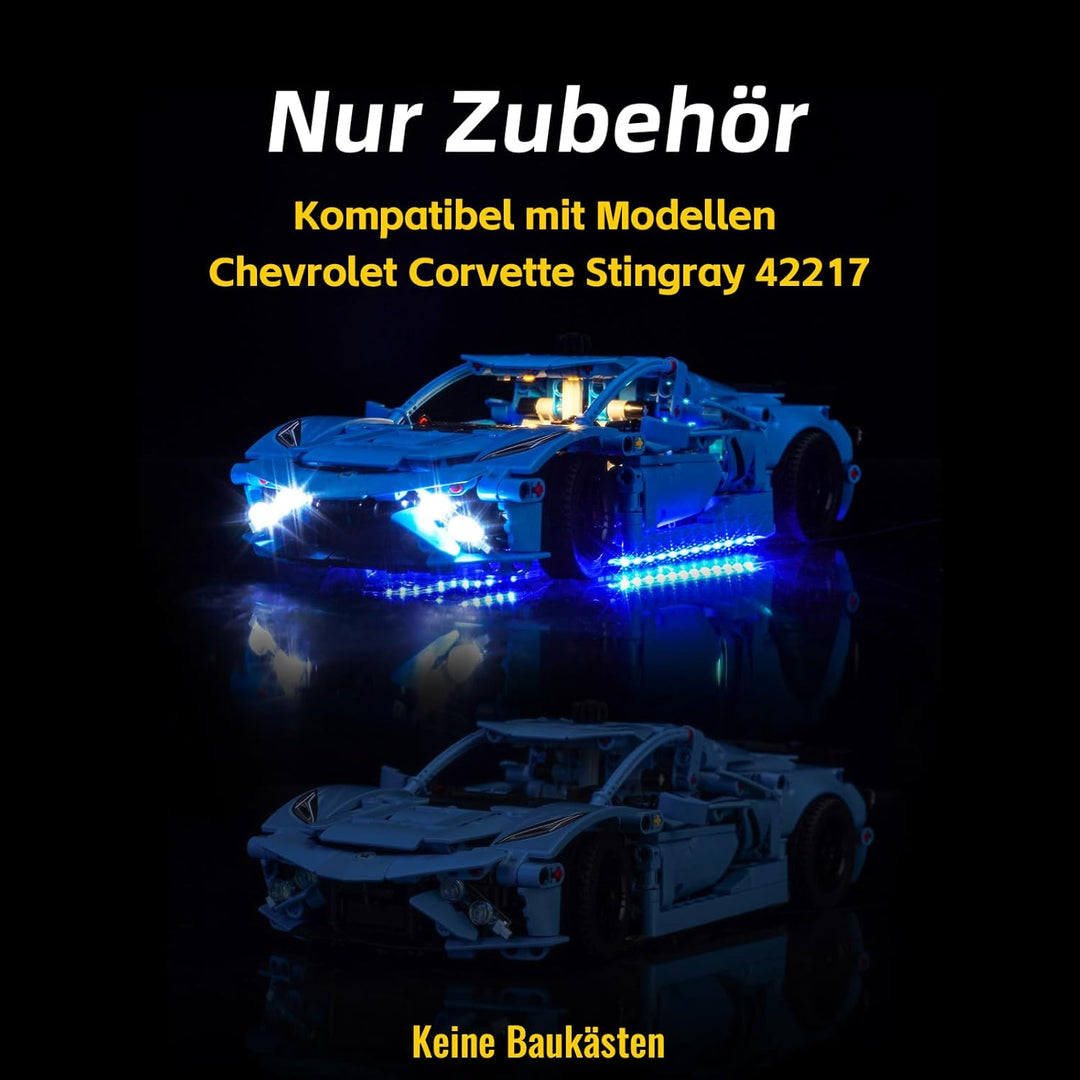 Led Licht Set Kompatibel mit Lego 42217 Chevrolet Corvette Stingray Blue (Kein Modell), Touch Dimmer