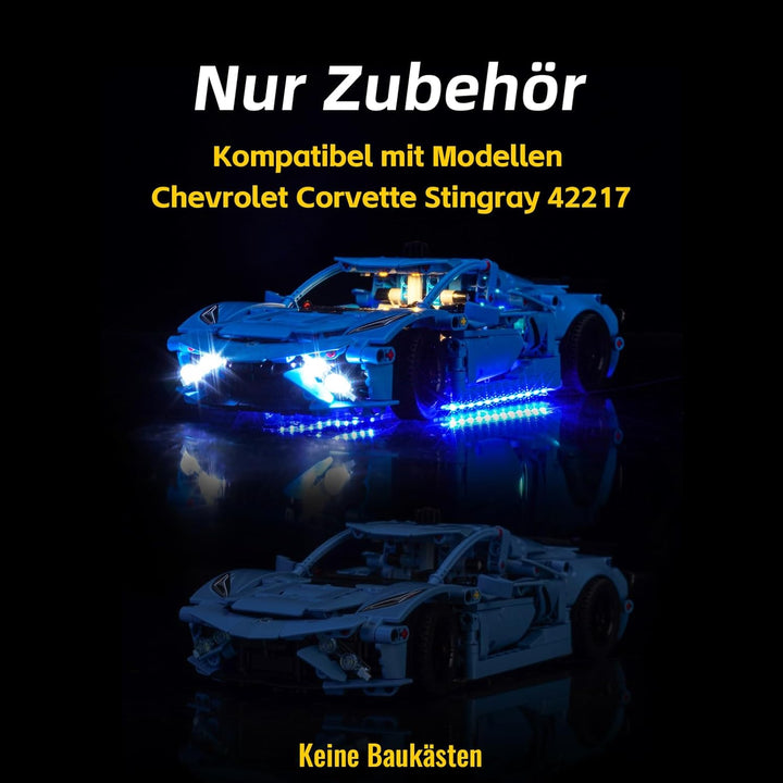 Led Licht Set Kompatibel mit Lego 42217 Chevrolet Corvette Stingray Blue (Kein Modell), Touch Dimmer