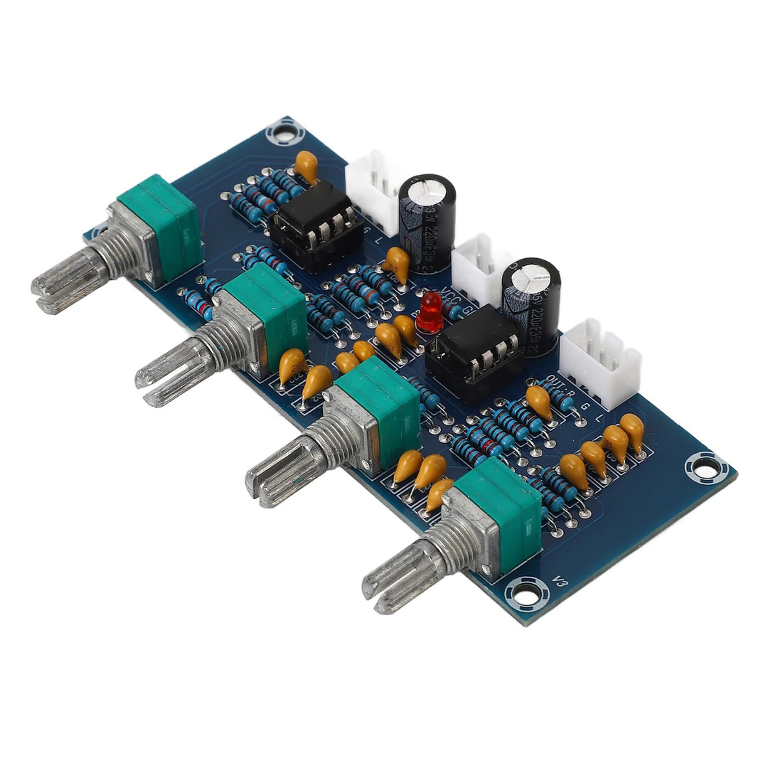 Dilwe Zweikanal-Vorverstärker-Tonsteuerungsplatine, Hohe Mittlere Bässe Einstellung Dual-Op-Amp-Chip