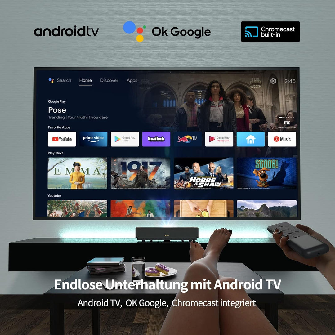 WEMAX Nova 4K UHD Laser Projektor - Android TV - Ultra Short Throw Smart Projektor - HDR10 150 Zoll