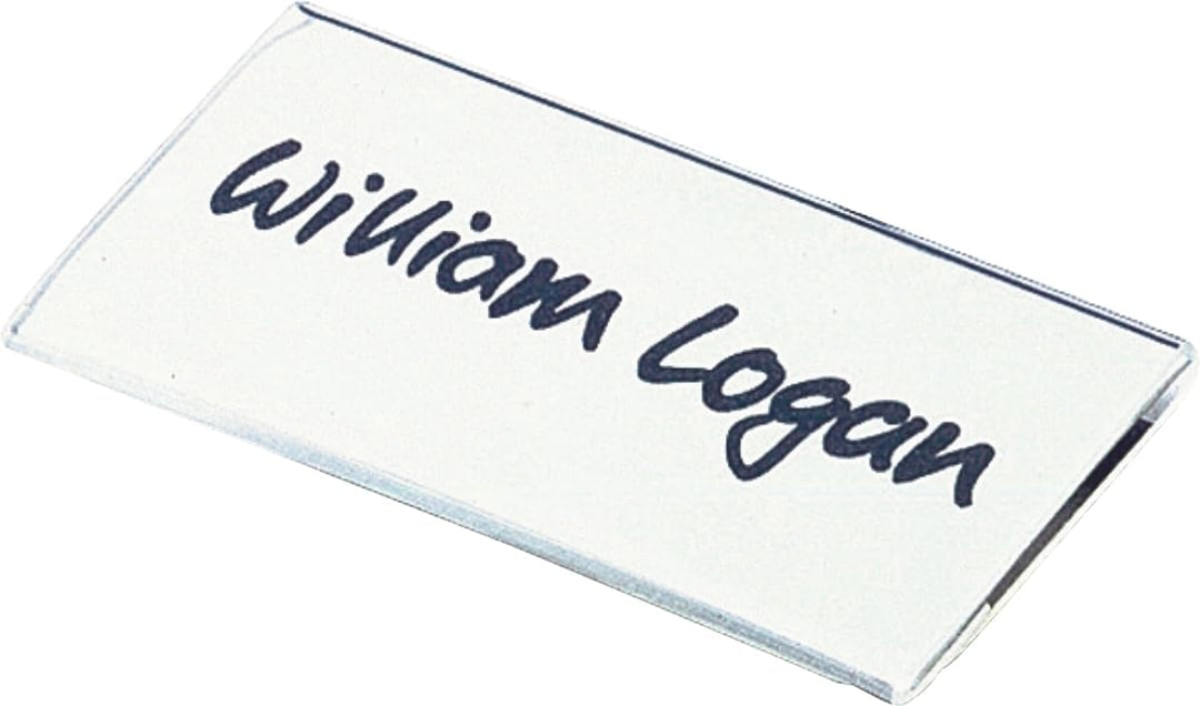 Durable Namensschild (mit Kombiklemme, 40 x 75 mm, Acryl) 25 Stück, transparent, 812119, Kombiklemme