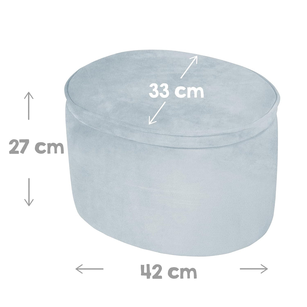 roba Kinderhocker Lil Sofa mit Stauraum - Ovaler Hocker in blauem Samtstoff - Polstermöbel Pouf für