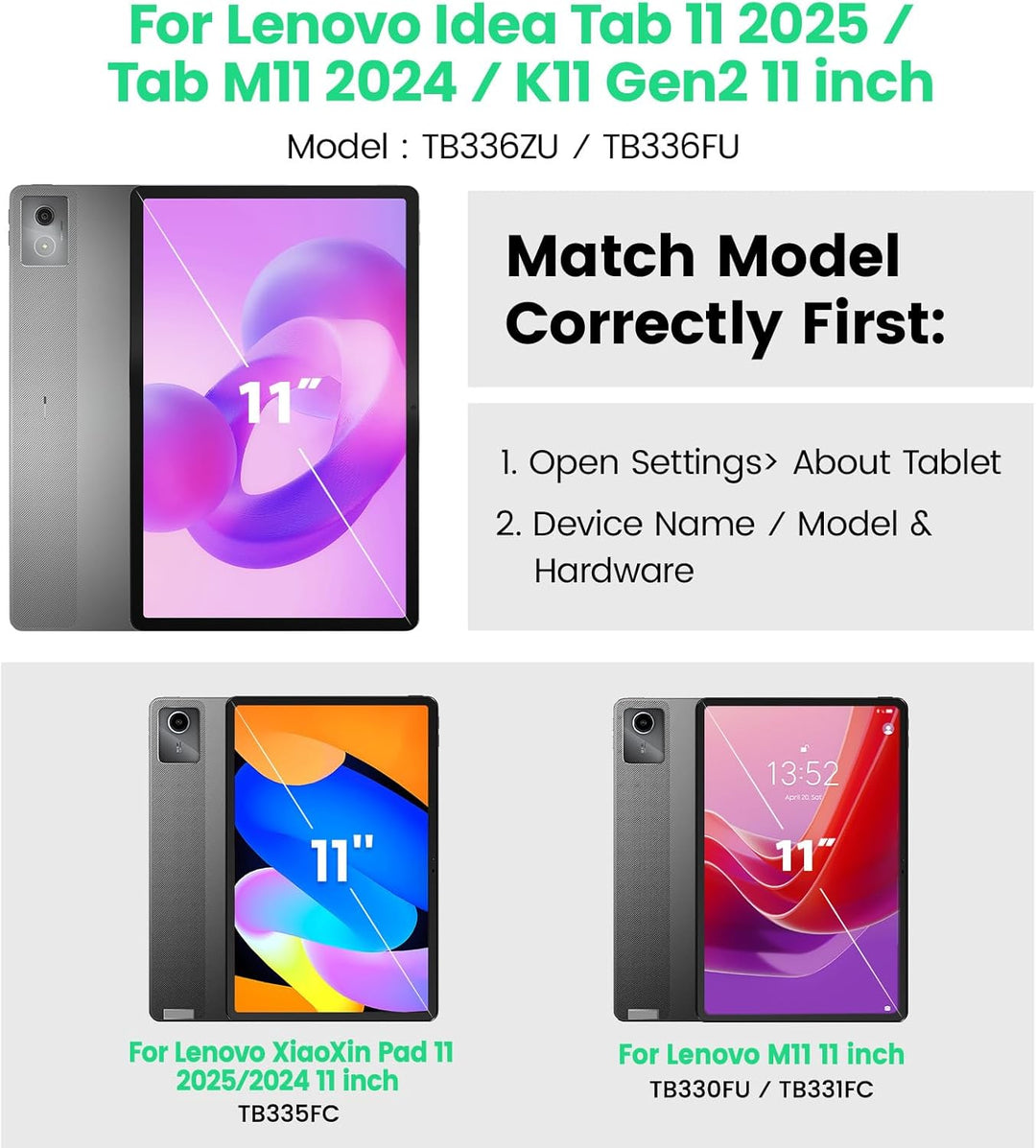 SEYMAC Hülle für Lenovo Tab M11 2024 (TB-330FU/TB-331FC), Stossfeste für Lenovo Tab M11 Hülle mit Di