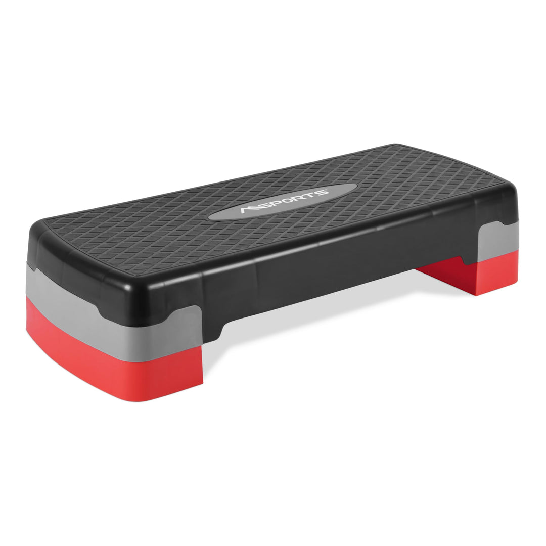 MSPORTS Steppbrett Home inkl. Übungsposter + Workout App GRATIS | 2 - Fach höhenverstellbarer Steppe