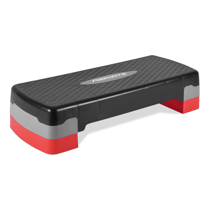 MSPORTS Steppbrett Home inkl. Übungsposter + Workout App GRATIS | 2 - Fach höhenverstellbarer Steppe