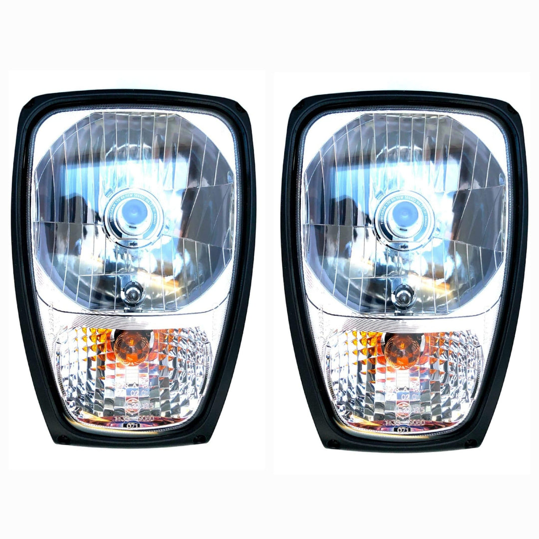 MelTruck® 2x H4 Hauptscheinwerfer mit Blinker und AMP SuperSeal Stecker und 12V Glühbirnen für Trakt