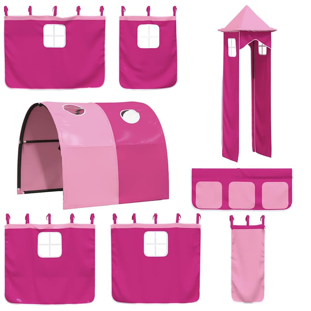 vidaXL Vorhänge für Hochbett mit Tunnel und Turm Rosa, Rosa