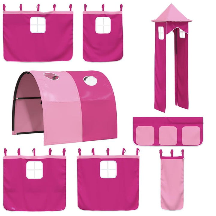vidaXL Vorhänge für Hochbett mit Tunnel und Turm Rosa, Rosa
