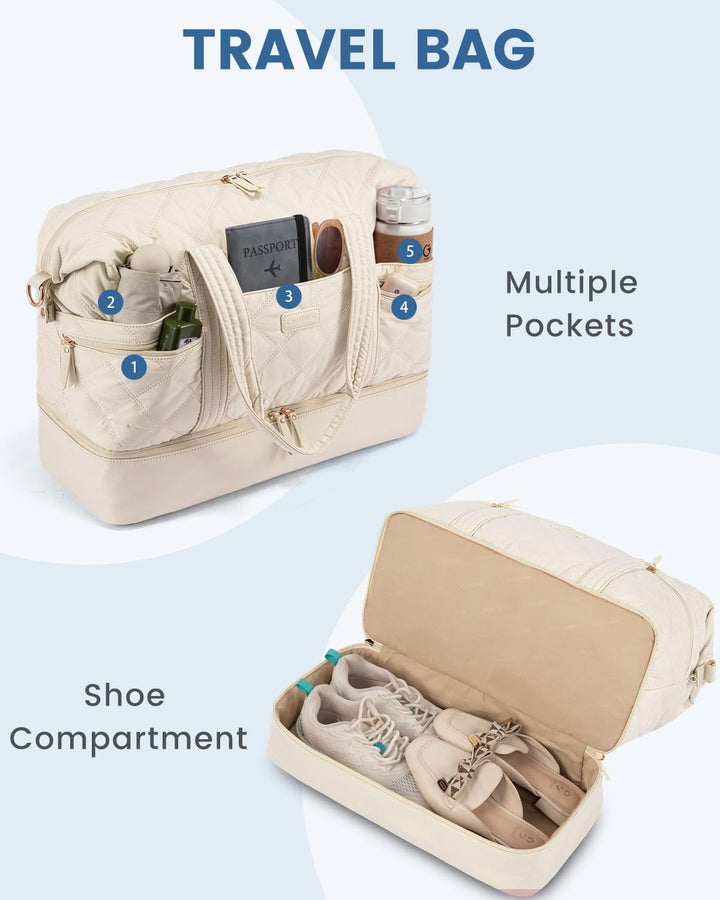LOVEVOOK Reisetasche, leichte Wochenendtasche für Damen, mit Schuhfach, Puffer Turnbeutel, persönlic