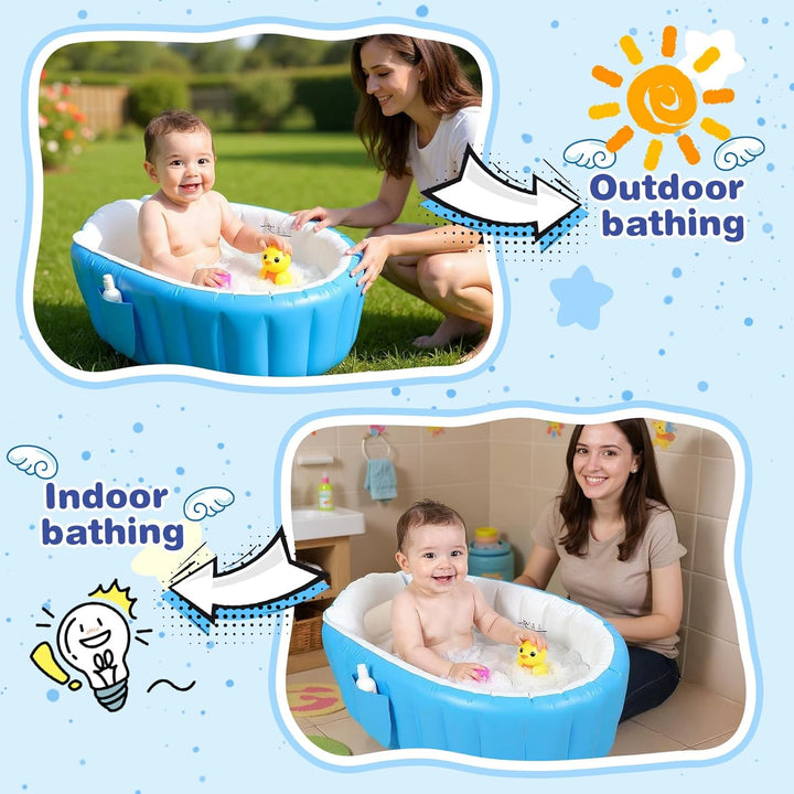 Aufblasbare Baby Badewanne, Säuglings Kinder Badewanne mit Luftpumpe, Reise Tragbare Badewanne für D
