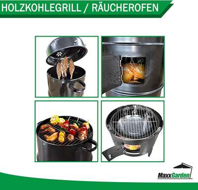 MaxxGarden Holzkohlegrill mit Deckel - Kugelgrill und Grill Holzkohle - Kohlegrill Barbecue - 100x35