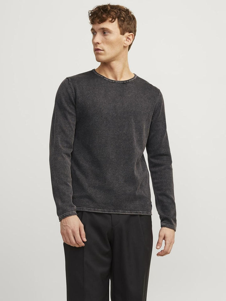 JACK & JONES Herren Strickpullover Rundhalspullover JJELEO Knit Crew Neck S Caviar, S Caviar