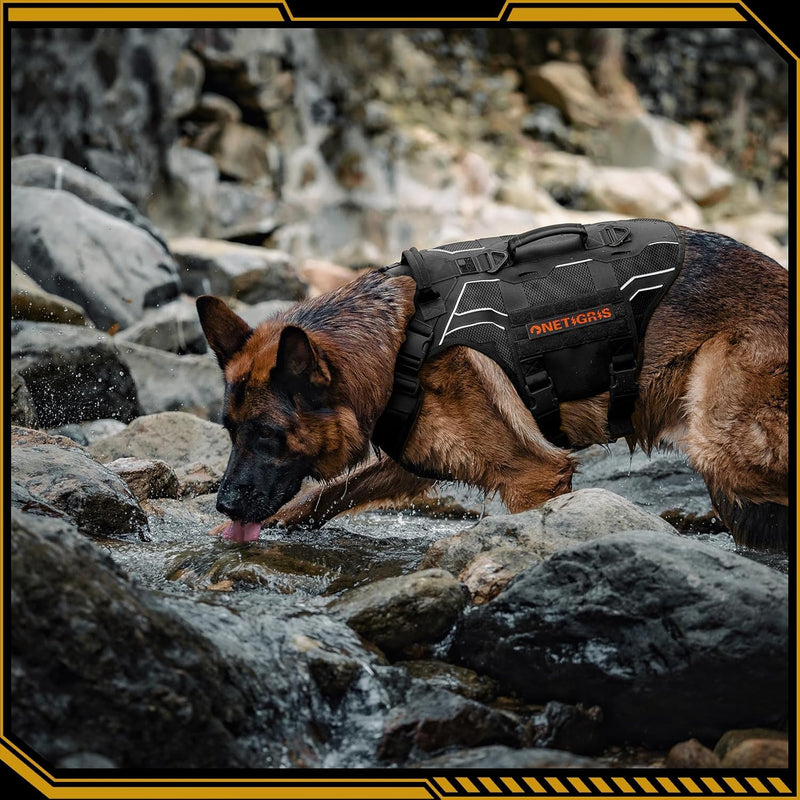 OneTigris Hundegeschirr, AIRE ARMOR Mesh Einstellbar Sicherheitsgeschirr mit 2 Griffe und 3 D-Ringen