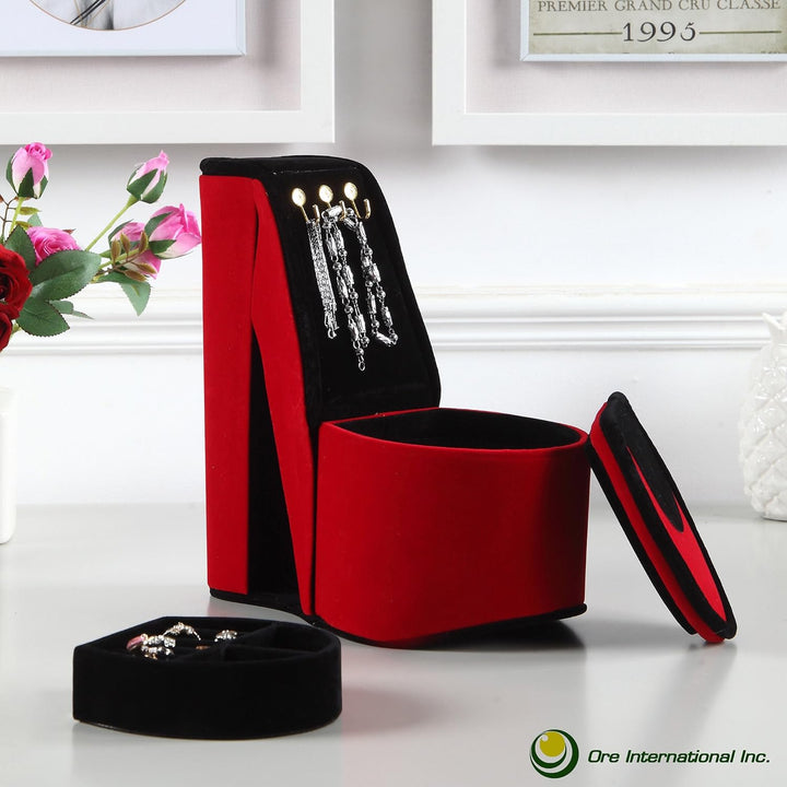 ORE International HBB1821 Schuh-Display mit Haken, Samt, Rot