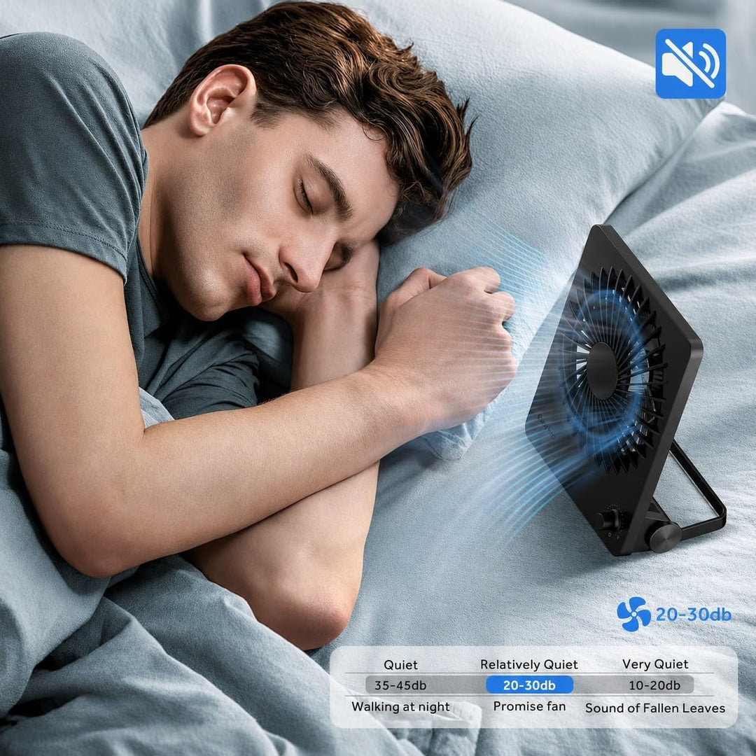 EasyAcc Tischventilator Batterie Tragbarer 3350 Akku Stufenloser Geschwindigkeit Ventilatoren USB Le