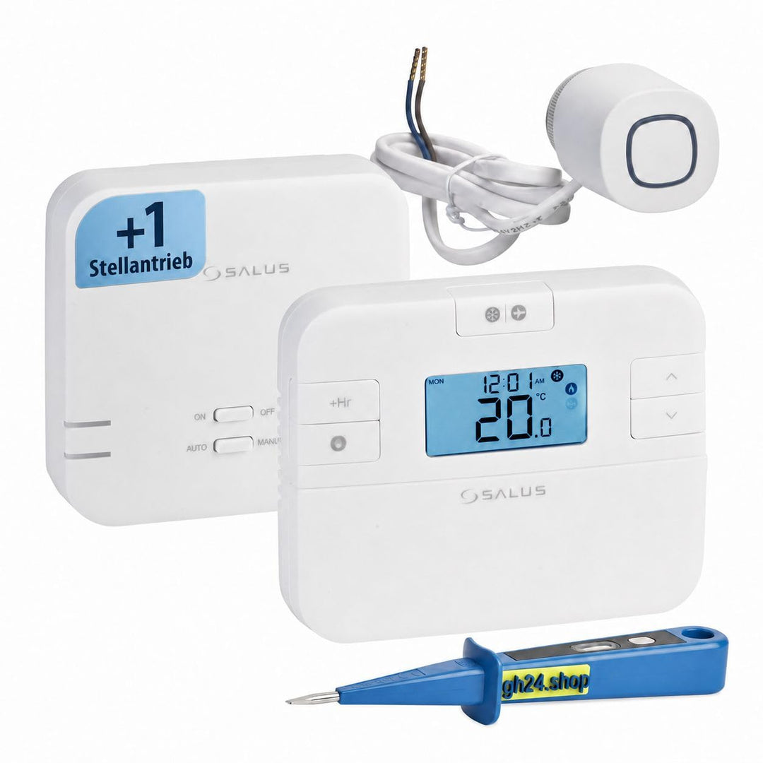 SmartHome Heizung Einzelraumregelung Digitaler Funk Raumthermostat mit Empfänger und 1 Stück Stellan