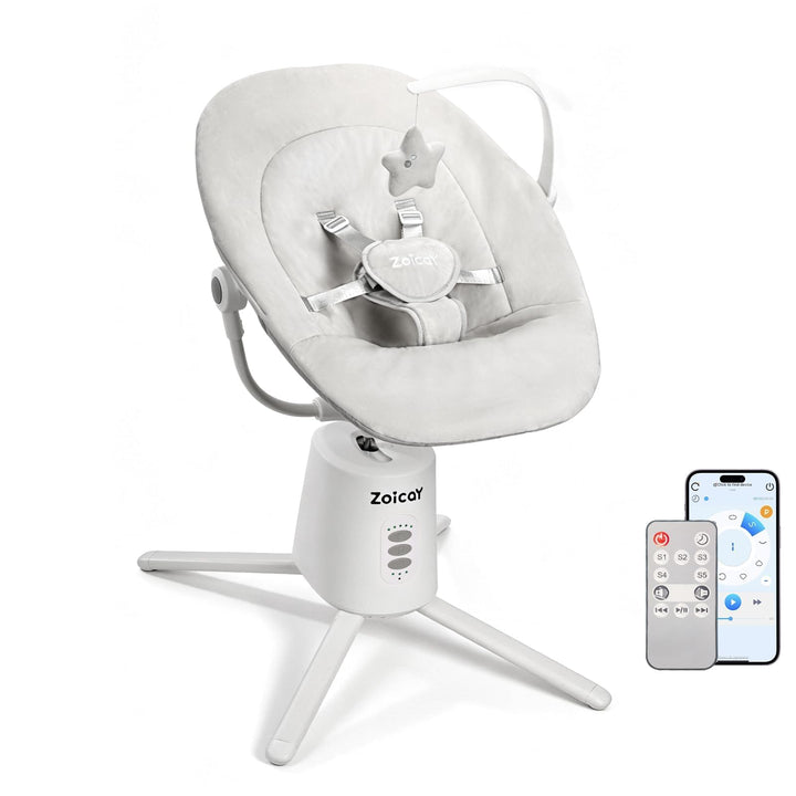 Babywippe Verstellbare Rückenlehne Zoicay Babywippe elektrisch mit 3 Schwingmodi Fernbedienung und B