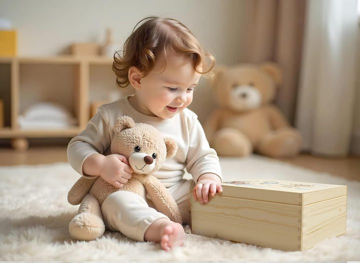 Little Deco Personalisierte Erinnerungsbox Baby Holzkiste mit Deckel | L - 40 x 30 x 22 cm | Erinner