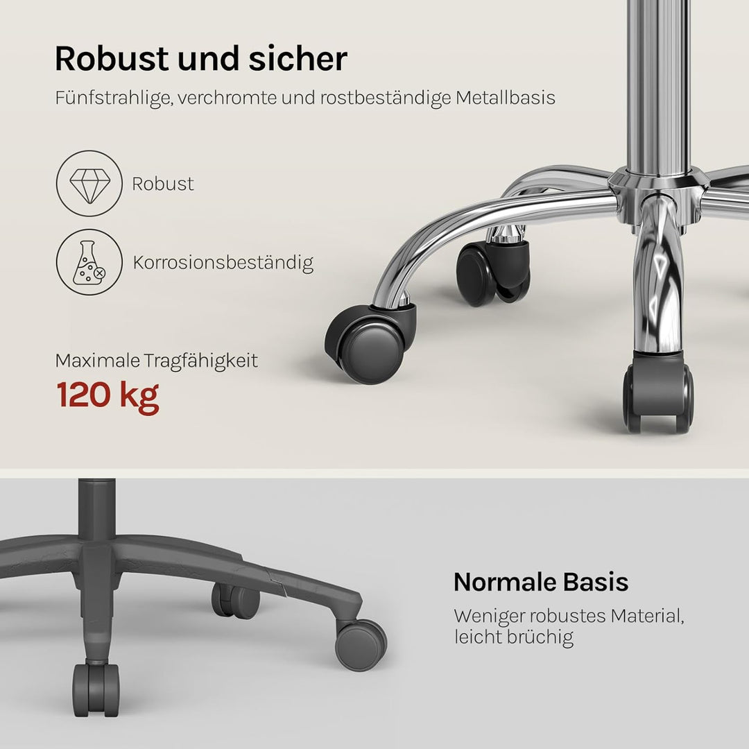 WOLTU Bürohocker mit Rollen, Schminktisch Stuhl höhenverstellbar, Rollrocker mit niedriger Rückenleh