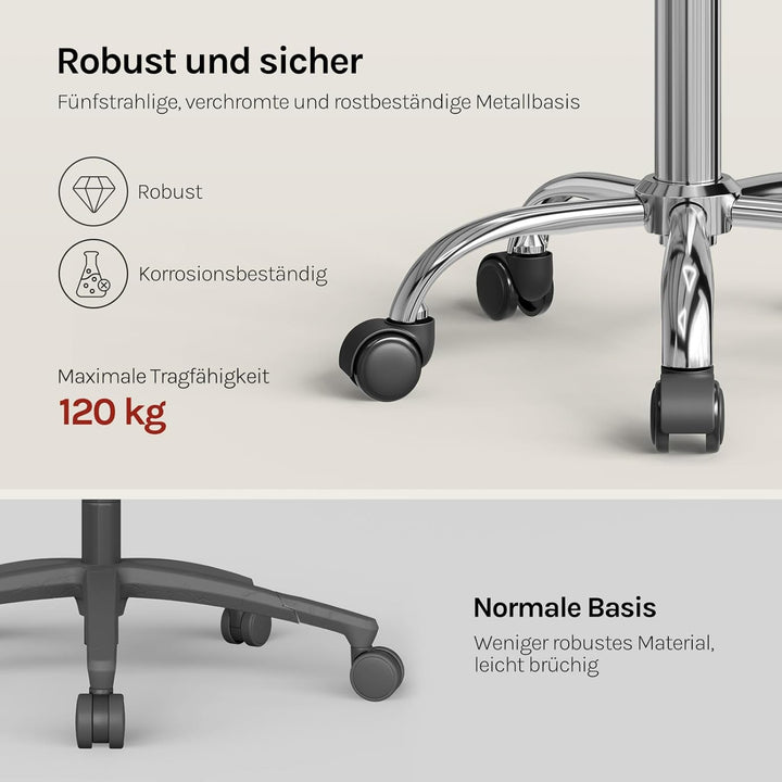 WOLTU Bürohocker mit Rollen, Schminktisch Stuhl höhenverstellbar, Rollrocker mit niedriger Rückenleh
