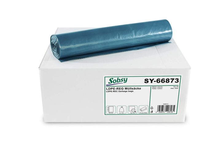 Sobsy Müllsäcke Ldpe-Reg, Typ 100, Blau, Gerollt, 120l, Extra Stark Single, Single