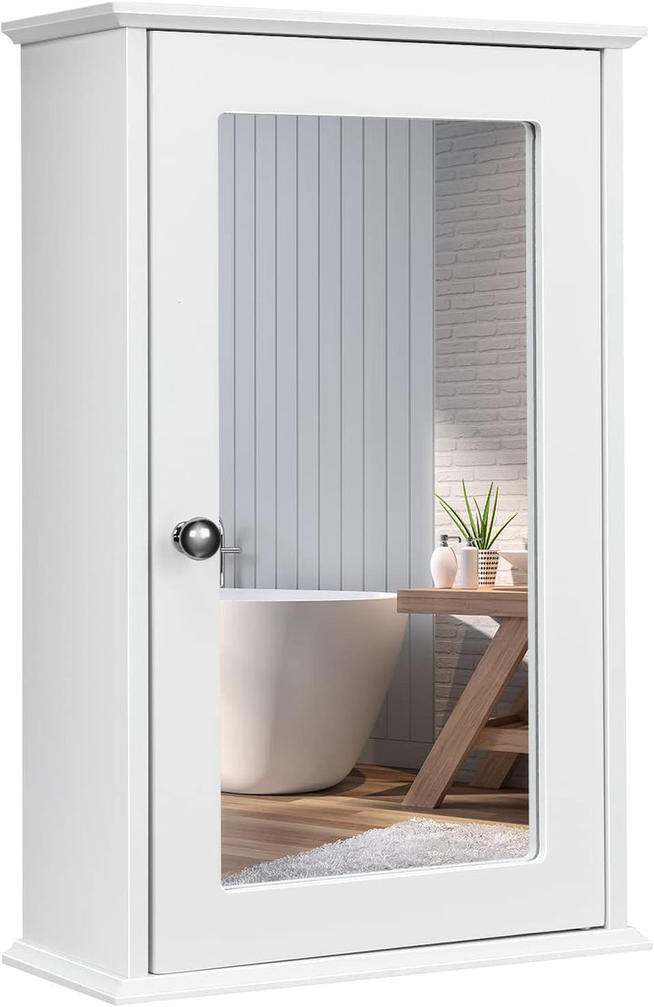 GIANTEX Hängeschrank mit Spiegel, Spiegelschrank Wandschrank eintürig, Badschrank Badezimmerschrank