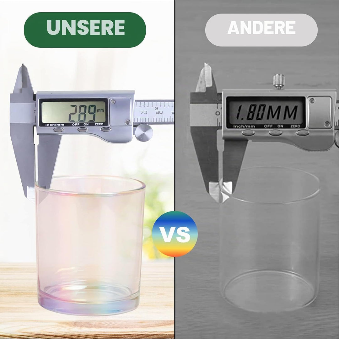 CONNOO Schillernde Glas-Kerzengläser für die Herstellung von Kerzen mit luftdichtem Bambusdeckel, sc