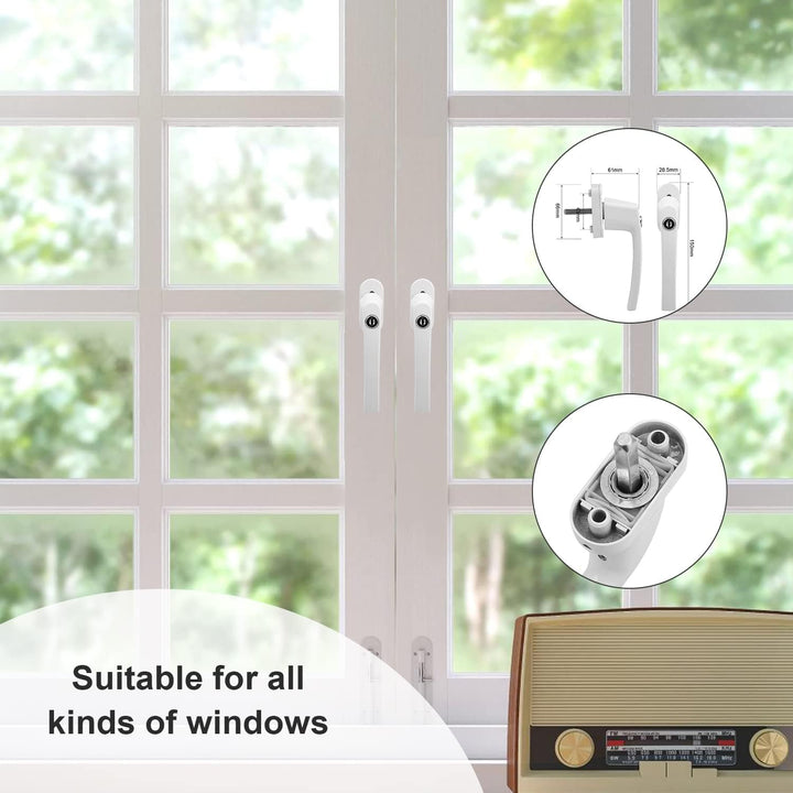 Herrselsam Fenstergriff Aluminium abschliessbar 12 Stück Kindersicherung Fenstersicherung mit Schlüs