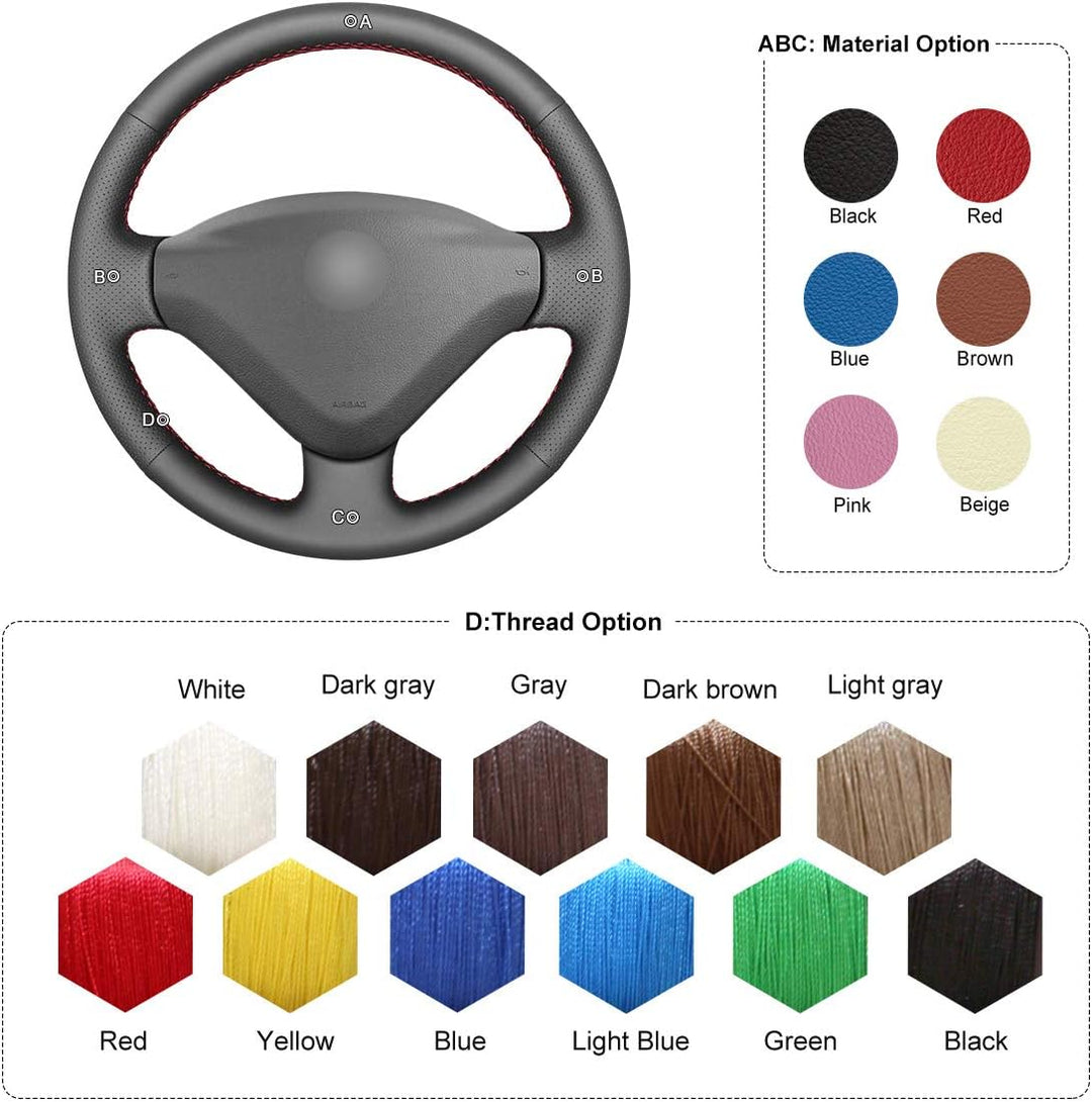 MEWANT Lenkradbezug für Peugeot 206 (206+/206 Plus) / 207/207 CC / 207 SW/Expert (Expert Tepee) / Pa