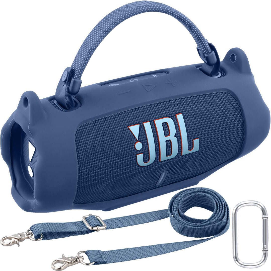 Khanka für JBL Charge 6 Silikon-Schutzhülle mit abnehmbarem Schultergurt & Utility-Haken, Flexible w