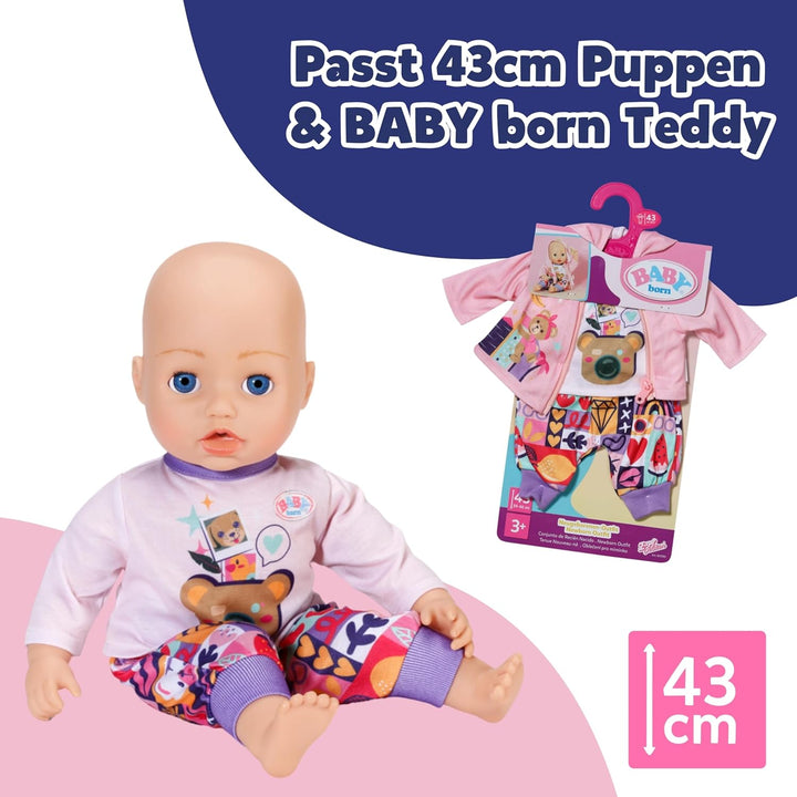BABY Born Neugeborenen-Outfit - Langarmshirt, Hose &amp; Jacke mit Teddyohren - Hochwertiges Puppenzubeh