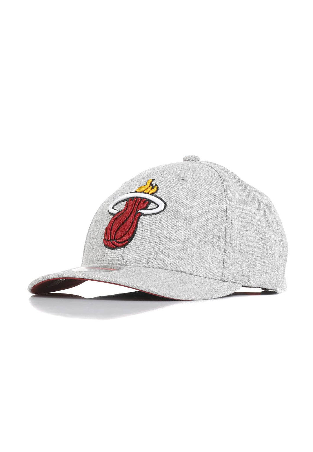 Mitchell & Ness Miami Heat Heather Gray Red Line Solid Flex Snapback Cap