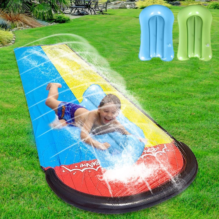 240x55in/610cm Wasserrutsche Garten für Kinder, Wasserrutsche Kinder Draussen mit 2 Bodyboard, Riesi