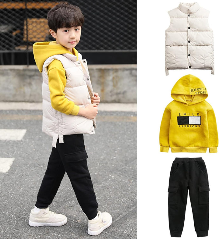 amropi Jungen Hoodie Trainingsanzug Kapuzenpullover Sweatshirt Weste Jogging Hose 3 Stück Kleidungss