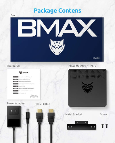 BMAX Mini PC W-11 Pro 8 GB DDR4 128 GB eMMC, W-11 Pro Gemini Lake N4000 (bis zu 2,6 GHz), Dual-Scree