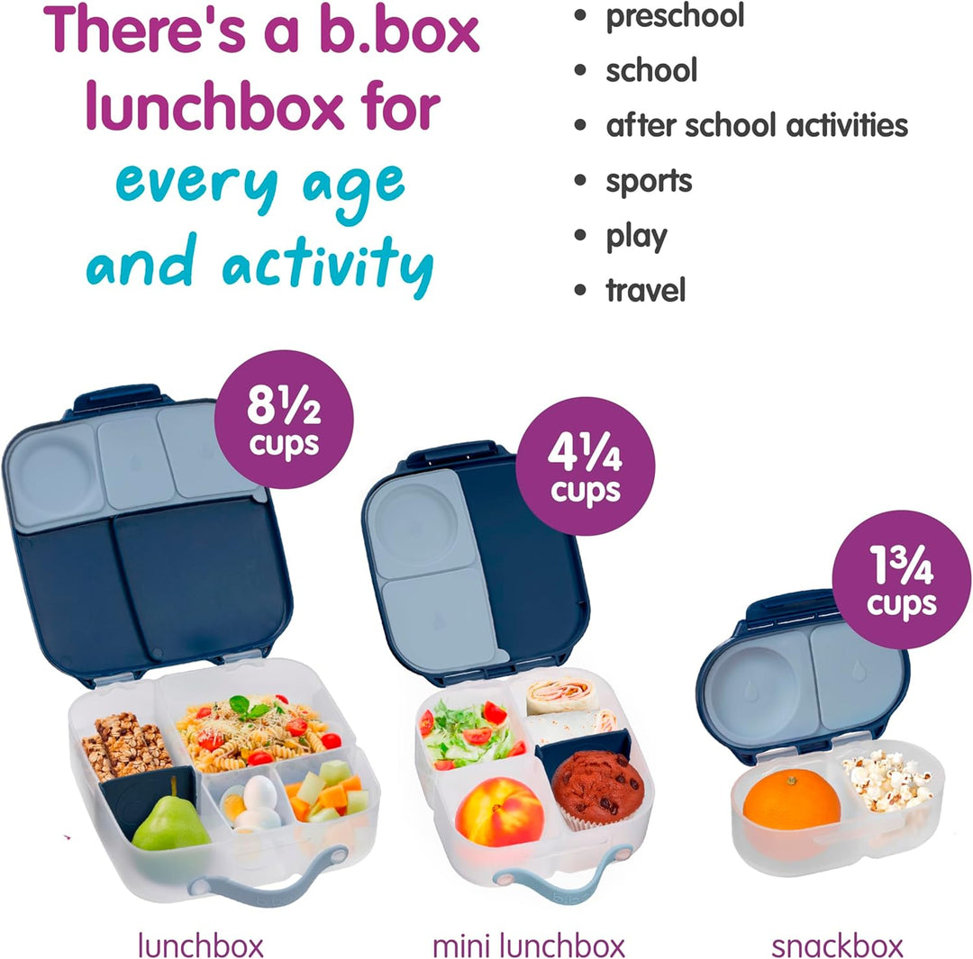 b.box Brotdose | Grosse Bento-Box mit 4 Fächern (2 auslaufsicher), herausnehmbarer Trenner, Gel-Kühl