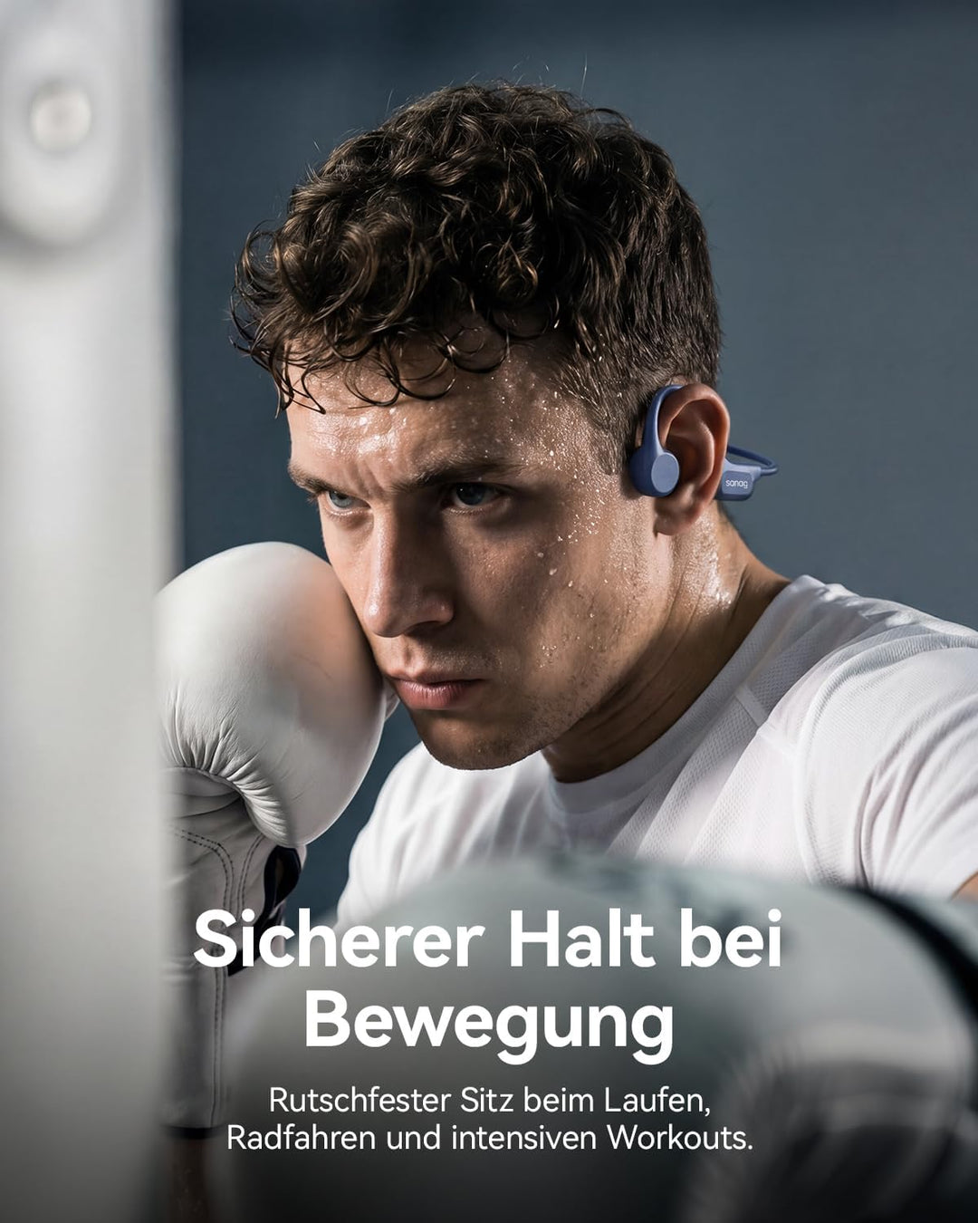 SANAG Knochenschall Sportkopfhörer, Open-Ear-Ohrhörer mit Bluetooth 5.3, Mikrofon mit Geräuschunterd