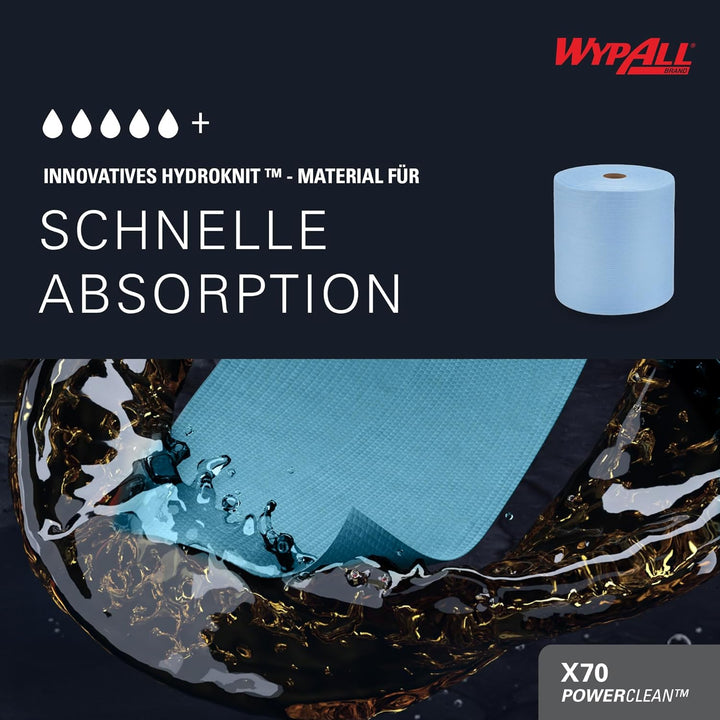WypAll X80 Power Clean Tücher 8347 – Wiederverwendbare Reinigungstücher – 1 blaue Grossrolle x 475 s