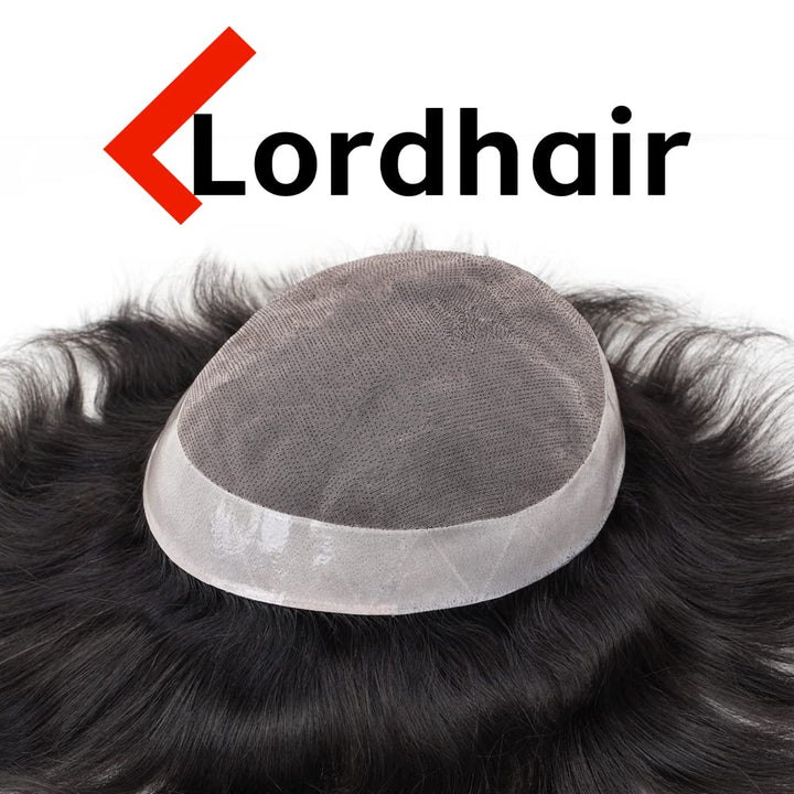 Lordhair Toupet für Männer Haarersatz Systeme Mann, natürliche atmungsaktive Mono-Spitze mit PU-Echt