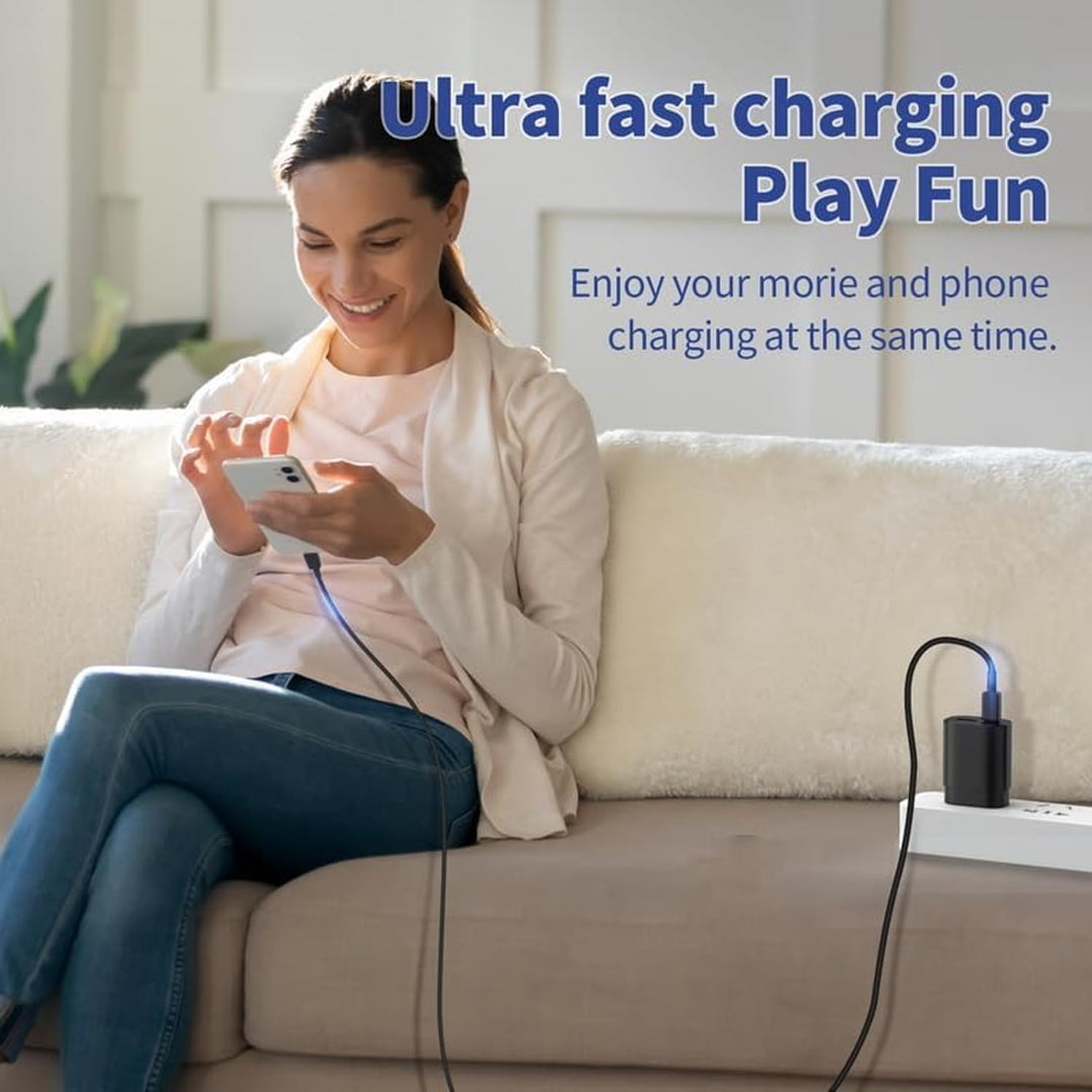 2er Pack USB C Ladegerät mit 2m Schnellladekabel 25W 2Port Schnellladegerät USB A & USBC für Samsung