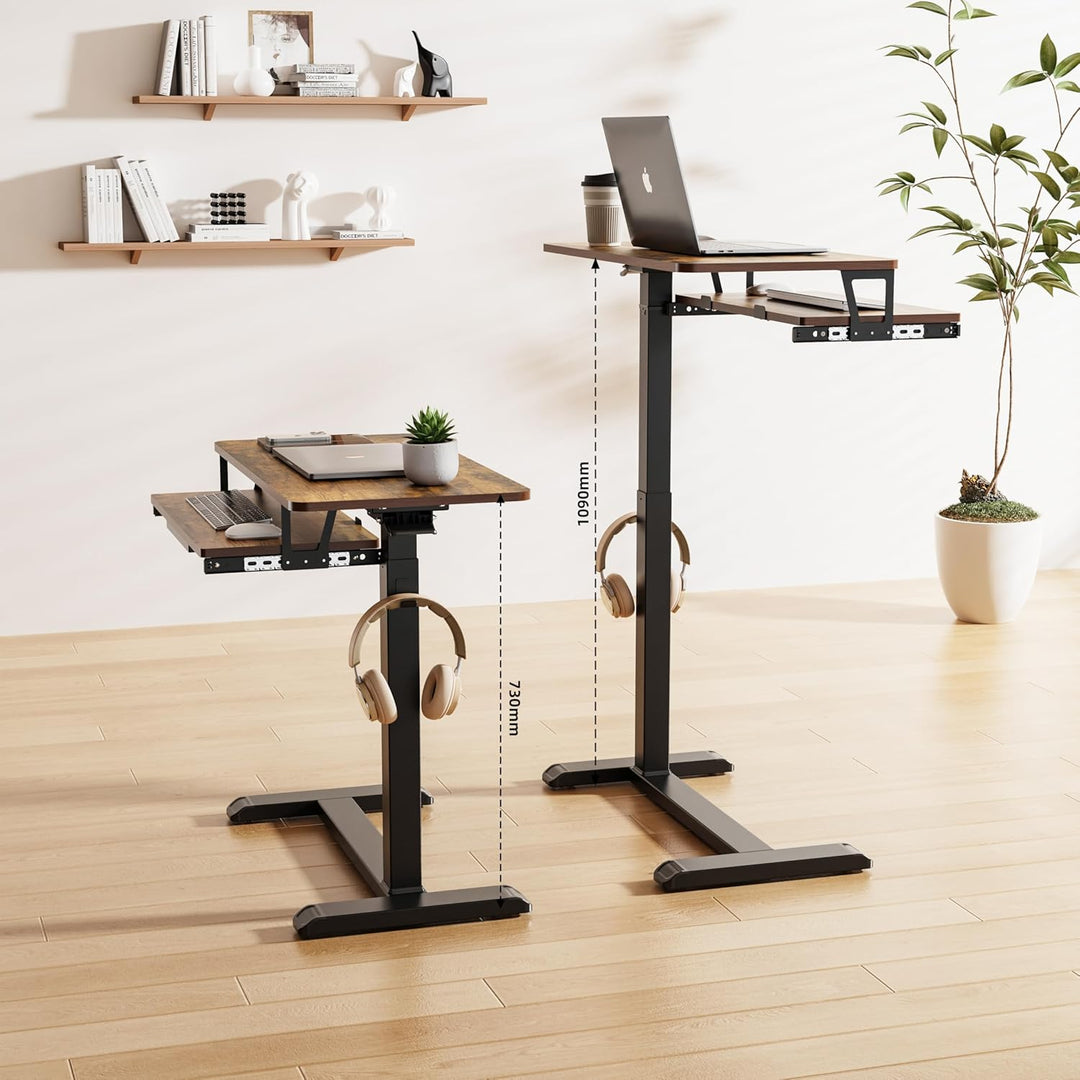 Fydeamer 68 × 50cm Beistelltisch mit Tastaturablage, Sofa-Seite mit Rollen Höhenverstellba Computert
