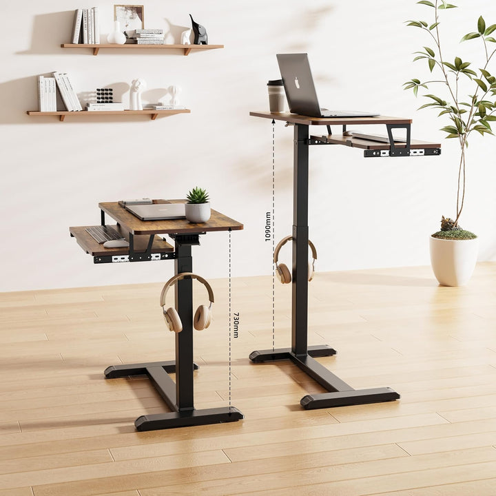 Fydeamer 68 × 50cm Beistelltisch mit Tastaturablage, Sofa-Seite mit Rollen Höhenverstellba Computert