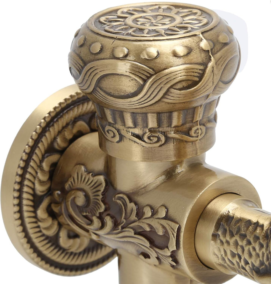Vintage Garten Wasserhahn, 1/2 Zoll, Wasserhahn Messing Lang mit Drachen Design, Lange Griffe, Doppe