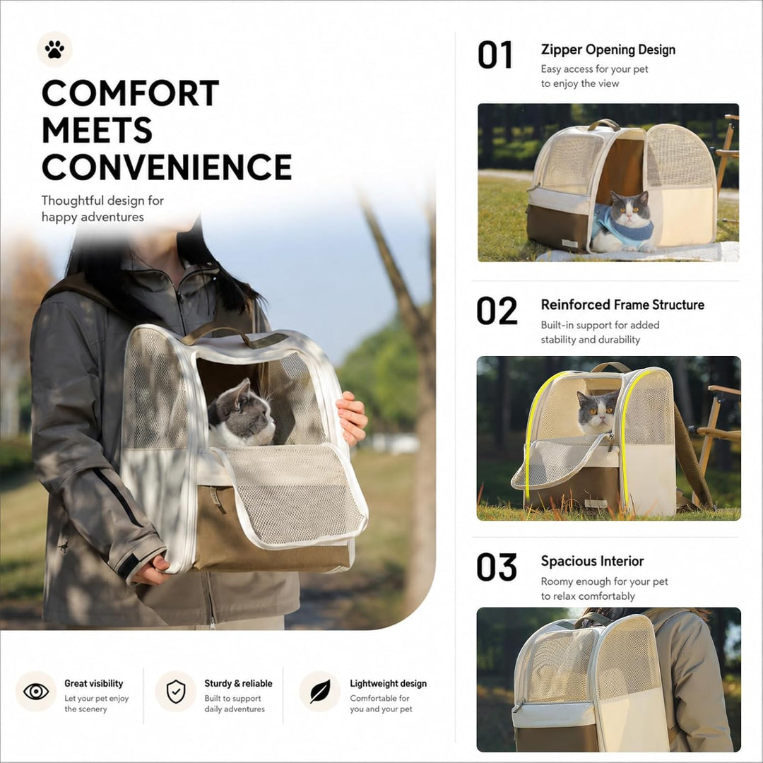 Katzenrucksack Hunderucksack für Kleine Haustiere 2-8kg, 600D Verschleissfestes Oxford-Gewebe, Atmun