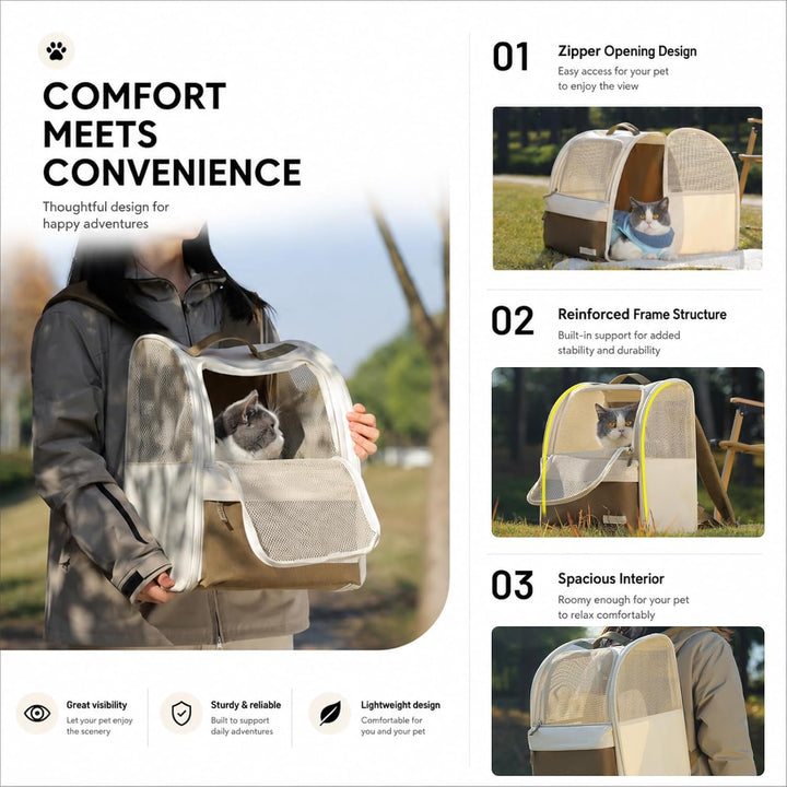 Katzenrucksack Hunderucksack für Kleine Haustiere 2-8kg, 600D Verschleissfestes Oxford-Gewebe, Atmun