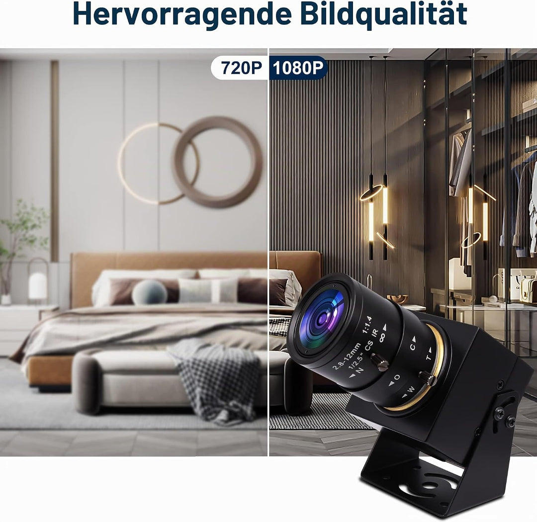 Svpro 1080P USB-Kamera mit 2,8–12 mm optischem Zoomobjektiv, IMX323-Sensor, H.264-Low-Light-Kamera,