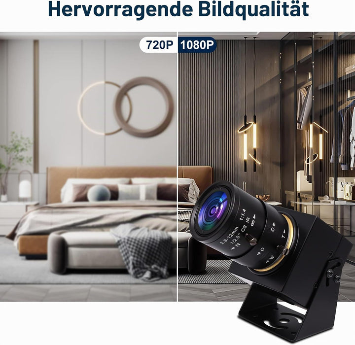 Svpro 1080P USB-Kamera mit 2,8–12 mm optischem Zoomobjektiv, IMX323-Sensor, H.264-Low-Light-Kamera,