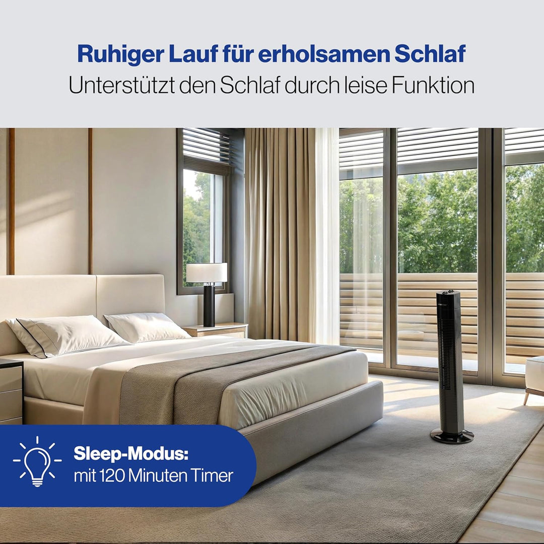 Clatronic Tower-Ventilator, TVL 3770, 3 Geschwindigkeitsstufen, 75° oszillierend (abschaltbar), 120